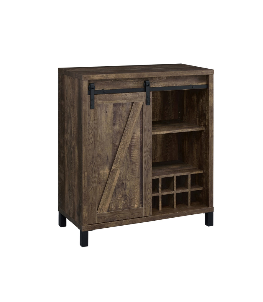 Country Rustic Bar Cabinet With Sliding Door Oak English Elm