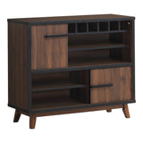 Modern Wine Cabinet with 2 Sliding Doors Walnut and Black