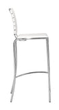 English Elm EE2959 100% Polyurethane, Steel Modern Commercial Grade Bar Chair Set - Set of 2 White, Chrome 100% Polyurethane, Steel