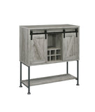 Country Rustic Sliding Door Bar Cabinet with Lower Shelf Grey Driftwood