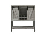 Country Rustic Sliding Door Bar Cabinet with Lower Shelf Grey Driftwood