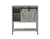 Country Rustic Sliding Door Bar Cabinet with Lower Shelf Grey Driftwood