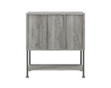 Country Rustic Sliding Door Bar Cabinet with Lower Shelf Grey Driftwood