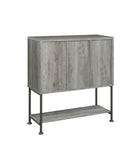 Country Rustic Sliding Door Bar Cabinet with Lower Shelf Grey Driftwood