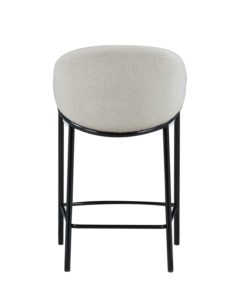 Contemporary Sloped Arm Stools Beige and Glossy Black (Set of 2)