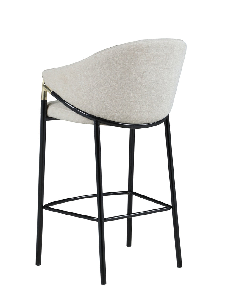 Contemporary Sloped Arm Bar Stools Beige and Glossy Black (Set of 2)
