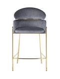 Contemporary Arched Back Stool Grey and Brass