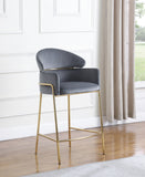 Contemporary Arched Back Stool Grey and Brass