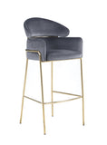Contemporary Arched Back Bar Stool Grey and Brass