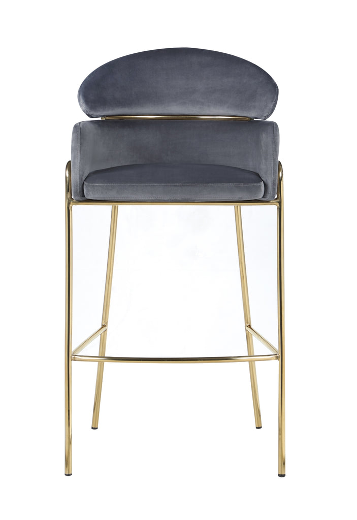 Contemporary Arched Back Bar Stool Grey and Brass