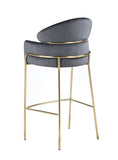 Contemporary Arched Back Bar Stool Grey and Brass