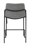Casual Solid Back Upholstered Stools Grey and Black (Set of 2)