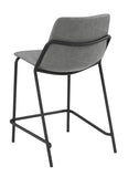 Casual Solid Back Upholstered Stools Grey and Black (Set of 2)