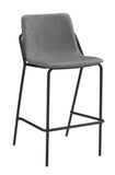 Casual Solid Back Upholstered Bar Stools Grey and Black (Set of 2)