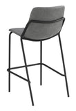 Casual Solid Back Upholstered Bar Stools Grey and Black (Set of 2)