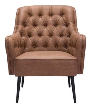 Zuo Modern Tasmania 100% Polyester, Plywood, Steel Modern Commercial Grade Accent Chair Vintage Brown, Black 100% Polyester, Plywood, Steel