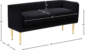 Audrey Velvet / Engineered Wood / Metal / Foam Contemporary Black Velvet Bench - 52" W x 19" D x 24" H