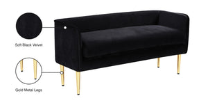 Audrey Velvet / Engineered Wood / Metal / Foam Contemporary Black Velvet Bench - 52" W x 19" D x 24" H