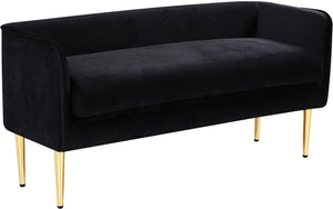 Audrey Velvet / Engineered Wood / Metal / Foam Contemporary Black Velvet Bench - 52" W x 19" D x 24" H
