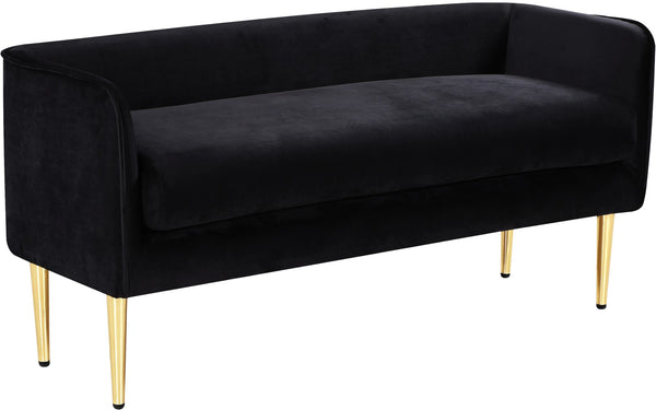 Audrey Velvet / Engineered Wood / Metal / Foam Contemporary Black Velvet Bench - 52" W x 19" D x 24" H