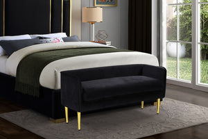 Audrey Velvet / Engineered Wood / Metal / Foam Contemporary Black Velvet Bench - 52" W x 19" D x 24" H