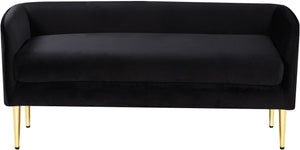 Audrey Velvet / Engineered Wood / Metal / Foam Contemporary Black Velvet Bench - 52" W x 19" D x 24" H