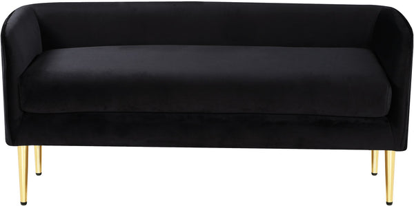 Audrey Velvet / Engineered Wood / Metal / Foam Contemporary Black Velvet Bench - 52" W x 19" D x 24" H