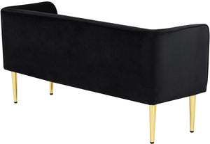 Audrey Velvet / Engineered Wood / Metal / Foam Contemporary Black Velvet Bench - 52" W x 19" D x 24" H
