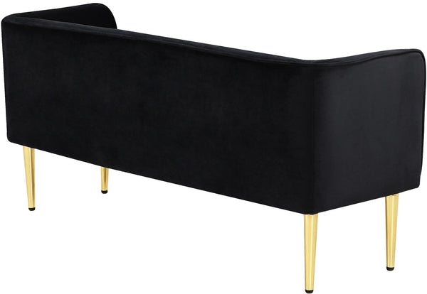 Audrey Velvet / Engineered Wood / Metal / Foam Contemporary Black Velvet Bench - 52" W x 19" D x 24" H