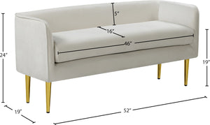 Audrey Velvet / Engineered Wood / Metal / Foam Contemporary Cream Velvet Bench - 52" W x 19" D x 24" H