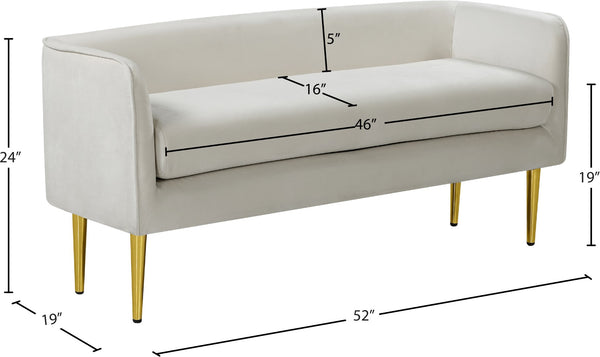 Audrey Velvet / Engineered Wood / Metal / Foam Contemporary Cream Velvet Bench - 52" W x 19" D x 24" H