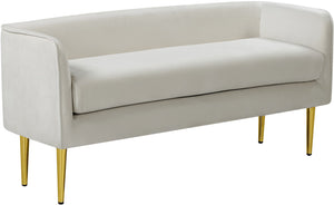 Audrey Velvet / Engineered Wood / Metal / Foam Contemporary Cream Velvet Bench - 52" W x 19" D x 24" H