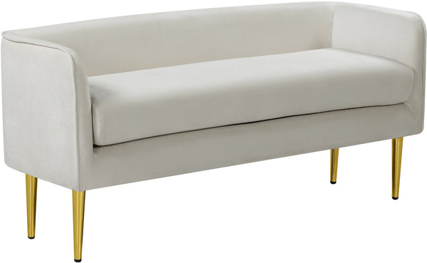 Audrey Velvet / Engineered Wood / Metal / Foam Contemporary Cream Velvet Bench - 52" W x 19" D x 24" H