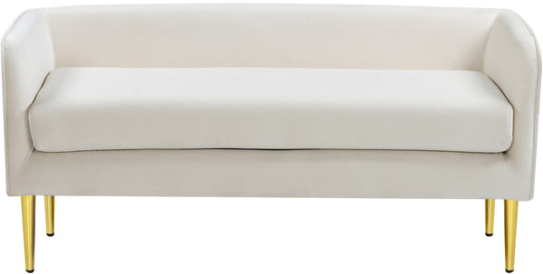 Audrey Velvet / Engineered Wood / Metal / Foam Contemporary Cream Velvet Bench - 52" W x 19" D x 24" H