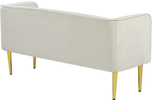 Audrey Velvet / Engineered Wood / Metal / Foam Contemporary Cream Velvet Bench - 52" W x 19" D x 24" H