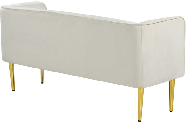 Audrey Velvet / Engineered Wood / Metal / Foam Contemporary Cream Velvet Bench - 52" W x 19" D x 24" H