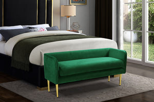 Audrey Velvet / Engineered Wood / Metal / Foam Contemporary Green Velvet Bench - 52" W x 19" D x 24" H