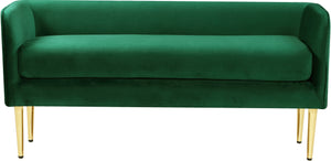 Audrey Velvet / Engineered Wood / Metal / Foam Contemporary Green Velvet Bench - 52" W x 19" D x 24" H