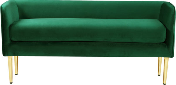 Audrey Velvet / Engineered Wood / Metal / Foam Contemporary Green Velvet Bench - 52" W x 19" D x 24" H