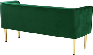 Audrey Velvet / Engineered Wood / Metal / Foam Contemporary Green Velvet Bench - 52" W x 19" D x 24" H