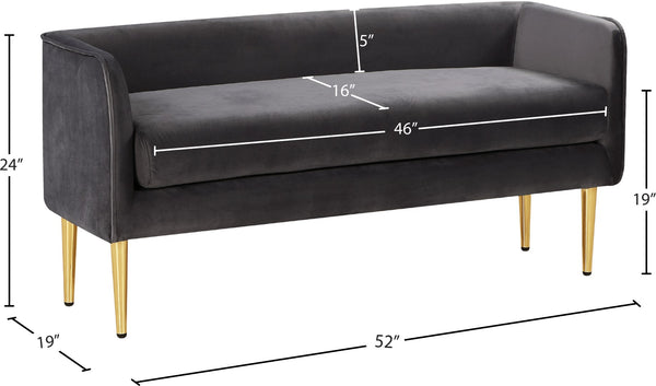 Audrey Velvet / Engineered Wood / Metal / Foam Contemporary Grey Velvet Bench - 52" W x 19" D x 24" H