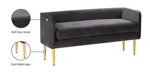 Audrey Velvet / Engineered Wood / Metal / Foam Contemporary Grey Velvet Bench - 52" W x 19" D x 24" H