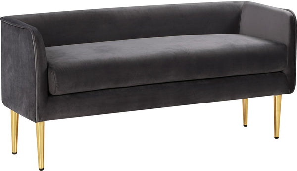Audrey Velvet / Engineered Wood / Metal / Foam Contemporary Grey Velvet Bench - 52" W x 19" D x 24" H