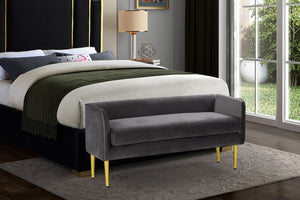Audrey Velvet / Engineered Wood / Metal / Foam Contemporary Grey Velvet Bench - 52" W x 19" D x 24" H