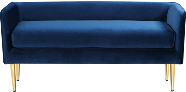 Audrey Velvet / Engineered Wood / Metal / Foam Contemporary Navy Velvet Bench - 52" W x 19" D x 24" H