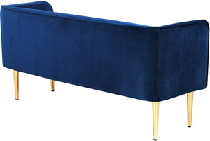Audrey Velvet / Engineered Wood / Metal / Foam Contemporary Navy Velvet Bench - 52" W x 19" D x 24" H