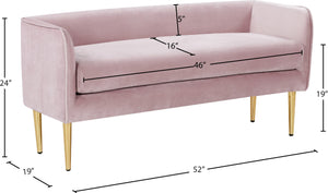 Audrey Velvet / Engineered Wood / Metal / Foam Contemporary Pink Velvet Bench - 52" W x 19" D x 24" H