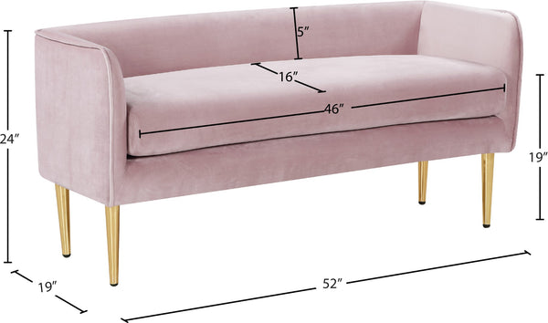 Audrey Velvet / Engineered Wood / Metal / Foam Contemporary Pink Velvet Bench - 52" W x 19" D x 24" H