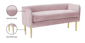 Audrey Velvet / Engineered Wood / Metal / Foam Contemporary Pink Velvet Bench - 52" W x 19" D x 24" H