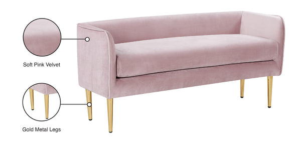 Audrey Velvet / Engineered Wood / Metal / Foam Contemporary Pink Velvet Bench - 52" W x 19" D x 24" H